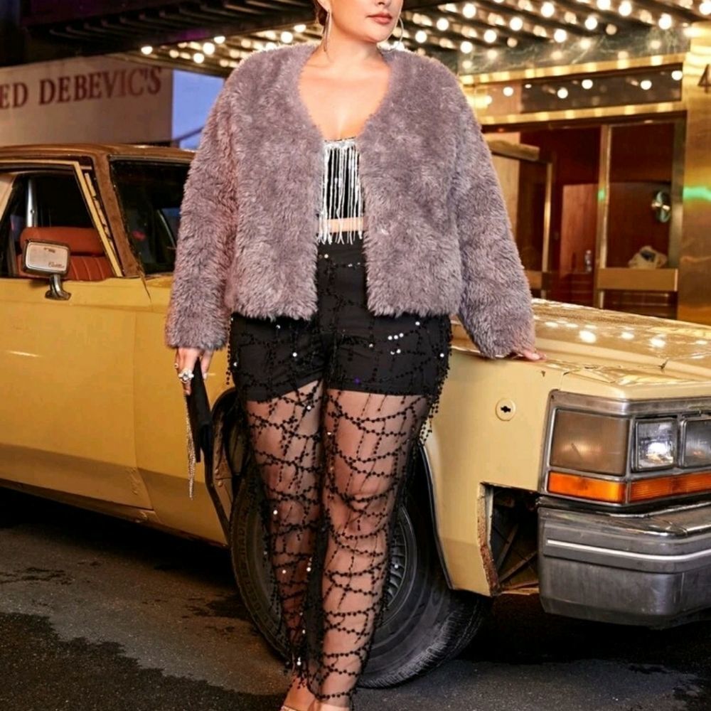 Plus Open Front Fuzzy Coat - Picture 3 of 5